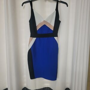 Fashion Nova Blue and Black Colorblock Backless Sheath Dress